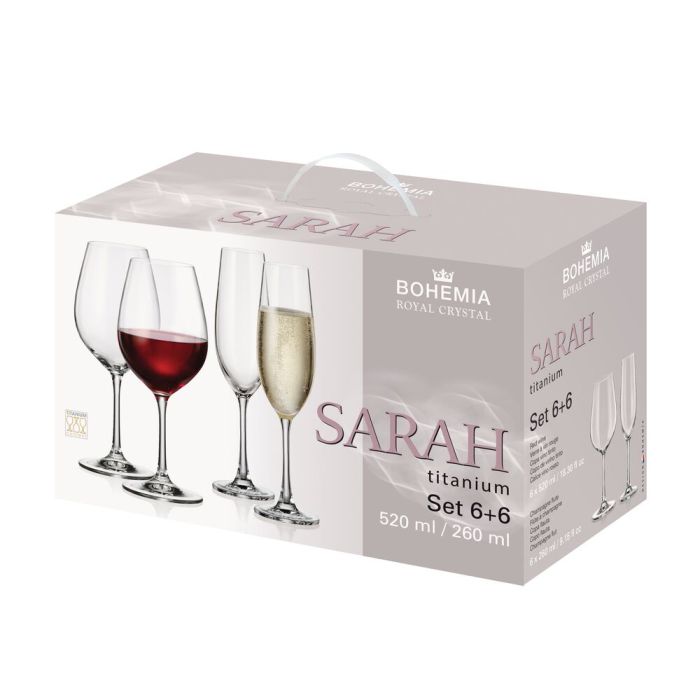 Bohemia Glass 12個セット Jogo Cristal 260/520ml 12 Peças Bohemia | Cassol Centerlar