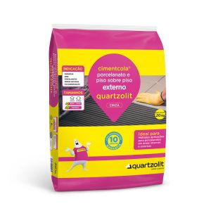 Argamassa Porcelanato e Piso sobre Piso Externo Quartzolit 20kg Cinza
