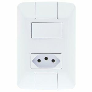 Conjunto Interruptor/Tomada Tramontina Aria 2 Módulos 2P + T Branco 20A Simples