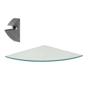 Prateleira Prat-K Vetro Canto Raio com Suporte 25x25cm Incolor