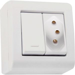 Conjunto Interruptor/Tomada LizFlex 1 Simples 1 2P+T Branco 10A Tramontina