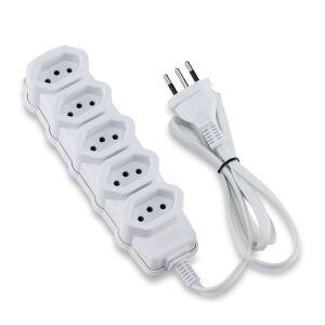 Extensão 10m 3P 5 Tomadas Branco Force Line