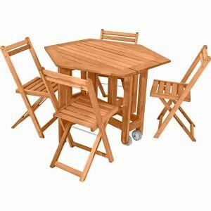 Conjunto Mesa/Aparador e Cadeiras 5 Peças Acácia Metalnew Conjunto Mesa/Aparador e Cadeiras 5 Peças Acácia Metalnew