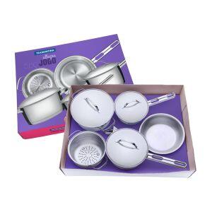 Jogo de Panelas Inox Tramontina Allegra 5 Peças Inox
