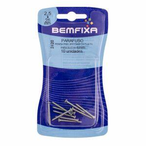 Parafuso de Ferro para Madeira Bemfixa 2,5x25mm Cabeça Chata 10 Peças