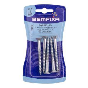 Parafuso de Ferro Bemfixa 6,1x65mm Cabeça Chata 5 Peças