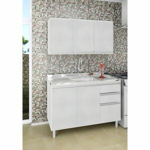 Balcão de Cozinha Camboriú 2 Portas 3 Gavetas C-Linea Blanche