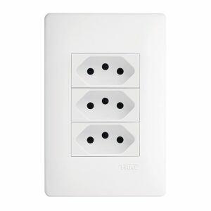 Conjunto Tomada Habitat 3 Módulos 2P+T 10A Branco Fame