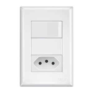 Conjunto Interruptor/Tomada Evidence 1 Simples 1 2P+T Branco 10A Fame