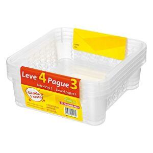 Jogo de Cestas Plásticas Sanremo 1,6L Transaparente