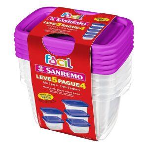 Jogo de Potes Sanremo Fácil Retangular 580ml Leve 5 Pague 4