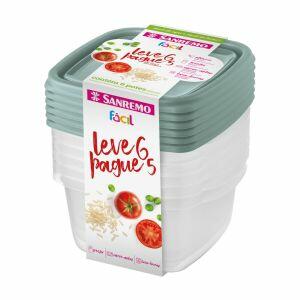 Jogo de Potes Fácil Quadrado 800ml Leve 6 pague 5 Sanremo