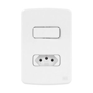 Conjunto Interruptor/Tomada Composé 1 Simples 1 2P+T Branco 10A Weg