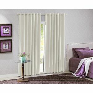 Cortina Bella Janela 4,2x2,3m Corta Luz Marfim com Ilhós
