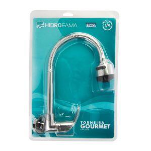 Torneira Gourmet 1167 de Cozinha 1/4V de parede 1/2" Cromada Hidrofama Torneira Gourmet 1167 de Cozinha 1/4V de parede 1/2" Cromada Hidrofama