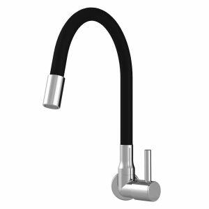 Torneira para Cozinha de Parede Bica Alta Fluir Flex 1/2" Preto/Cromo Addra