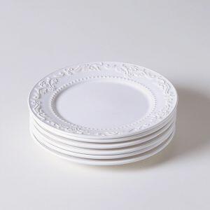 Prato de Sobremesa Porto Brasil Acanthus 20,5cm Branco
