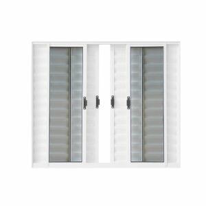 Janela Veneziana de Correr Alumínio CRV Classic 100x120cm 6 Folhas Branca Vidro Liso