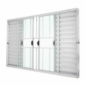 Janela Veneziana de Correr Alumínio Classic 100x120cm 6 Folhas Branca com Grade CRV