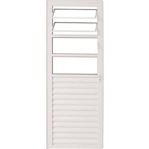 Porta de Abrir Alumínio 2,10M X 80CM Nobre Mb Direita Branca com Basculante CRV