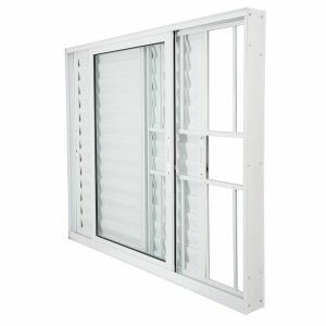 Janela Veneziana de Correr Alumínio CRV Nobre 100x120cm 3 Folhas Branca com Grade Janela Veneziana de Correr Alumínio CRV Nobre 100x120cm 3 Folhas Branca com Grade