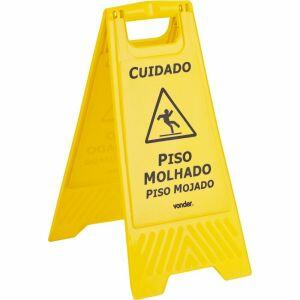 Cavalete de Plástico para Sinalização Piso Molhado Vonder Amarelo