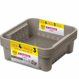 Kit Cestos Plásticos Leve 4 Pague 3 Sanremo 746ml Cinza