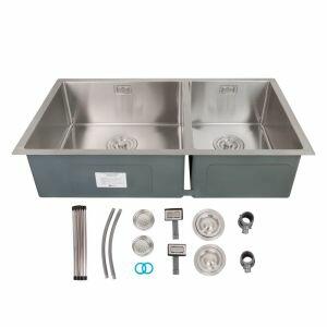 Cuba para Cozinha de Sobrepor/Embutir Dupla com Acessórios Aço Inox 83x45cm Addra Cuba para Cozinha de Sobrepor/Embutir Dupla com Acessórios Aço Inox 83x45cm Addra