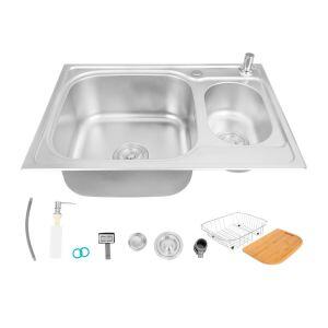 Cuba para Cozinha de Sobrepor/Embutir Dupla com Acessórios Aço Inox 69x50 Addra Cuba para Cozinha de Sobrepor/Embutir Dupla com Acessórios Aço Inox 69x50 Addra