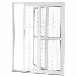 Porta de Abrir Aço 2,15x1,6m Ideal Branca Direita com Grade Elo e Postigo CRV