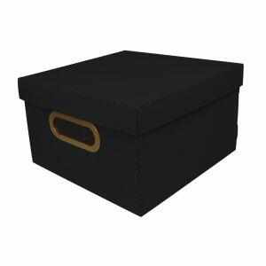 Caixa Organizadora Dello Linho com Alça 29x29x15cm Preta