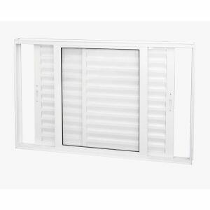 Janela Veneziana de Correr Alumínio CRV 100x120cm 3 Folhas Branca