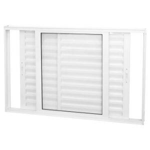 Janela Veneziana de Correr Alumínio CRV 100x150cm 3 Folhas Branca