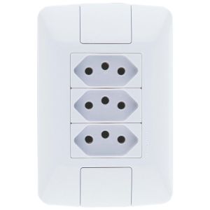 Conjunto Tomada Aria 3 Módulos 2P + T 10A Branco Tramontina