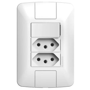 Conjunto Interruptor Aria 3 Módulos 2P + T 10A Simples Branco Tramontina