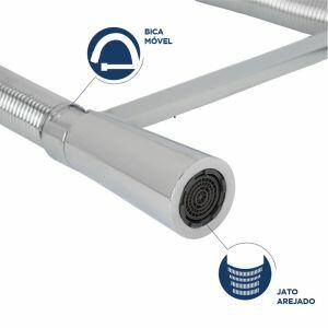 Torneira Misturador Monocomando para Cozinha de Mesa Bica Alta 1/2" Onda Cromado Addra