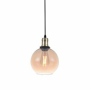 Pendente 1 Lâmpada Vintage Âmbar Globe E27 Âmbar Blumenau
