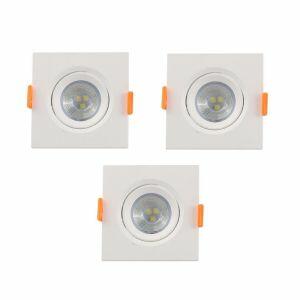 Kit Spot LED de Embutir 3W 6500K Quadrado Bivolt 3 Peças Luz Branca Vitralux