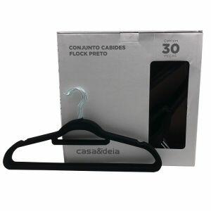 Cabide Flock Preto 30 Peças Casa&Ideia