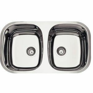 Cuba para Cozinha de Embutir Inox Dupla 77x45cm Prime Brilho Com Válvula Tramontina