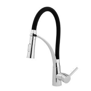 Torneira Misturador Monocomando de Mesa para Cozinha Bica Alta 1/2'' Flex com Ducha Preto Addra