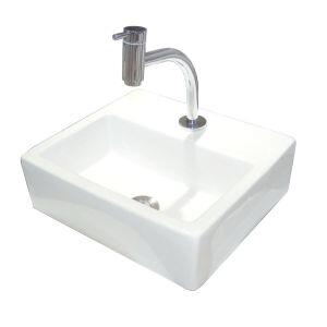 Kit Cuba para Banheiro de Apoio com Torneira 31cm Atenas Branca Addra Kit Cuba para Banheiro de Apoio com Torneira 31cm Atenas Branca Addra