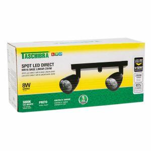 Trilho 2 Lâmpadas LED 8W Direct Linear 3000K Preto Luz Amarela Taschibra Trilho 2 Lâmpadas LED 8W Direct Linear 3000K Preto Luz Amarela Taschibra