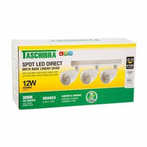 Trilho 3 Lâmpadas LED 12W Direct Linea 3000K Branco Luz Amarela Taschibra Trilho 3 Lâmpadas LED 12W Direct Linea 3000K Branco Luz Amarela Taschibra
