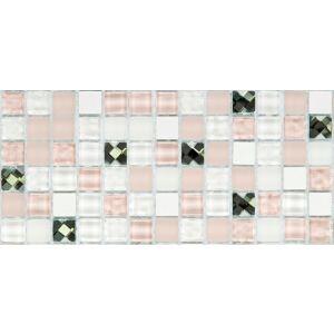 Pastilha de Vidro Glass Mosaic Diamond 30x30 Branco Rosa