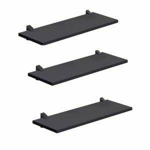 Kit Prateleira Prat-K Concept com Suporte 60x20cm Preta 3 Peças