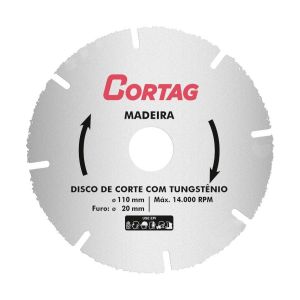 Disco de Corte com Tungstênio para Madeira 110mm Cortag