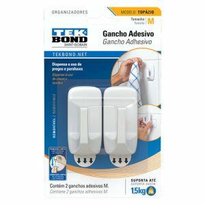 Gancho Adesivo Tekbond Topázio M Branco 2 Peças
