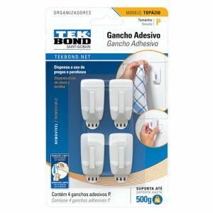 Gancho Adesivo Tekbond Topázio P Branco 4 Peças