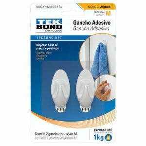 Gancho Adesivo Tekbond Âmbar M Branco 2 Peças